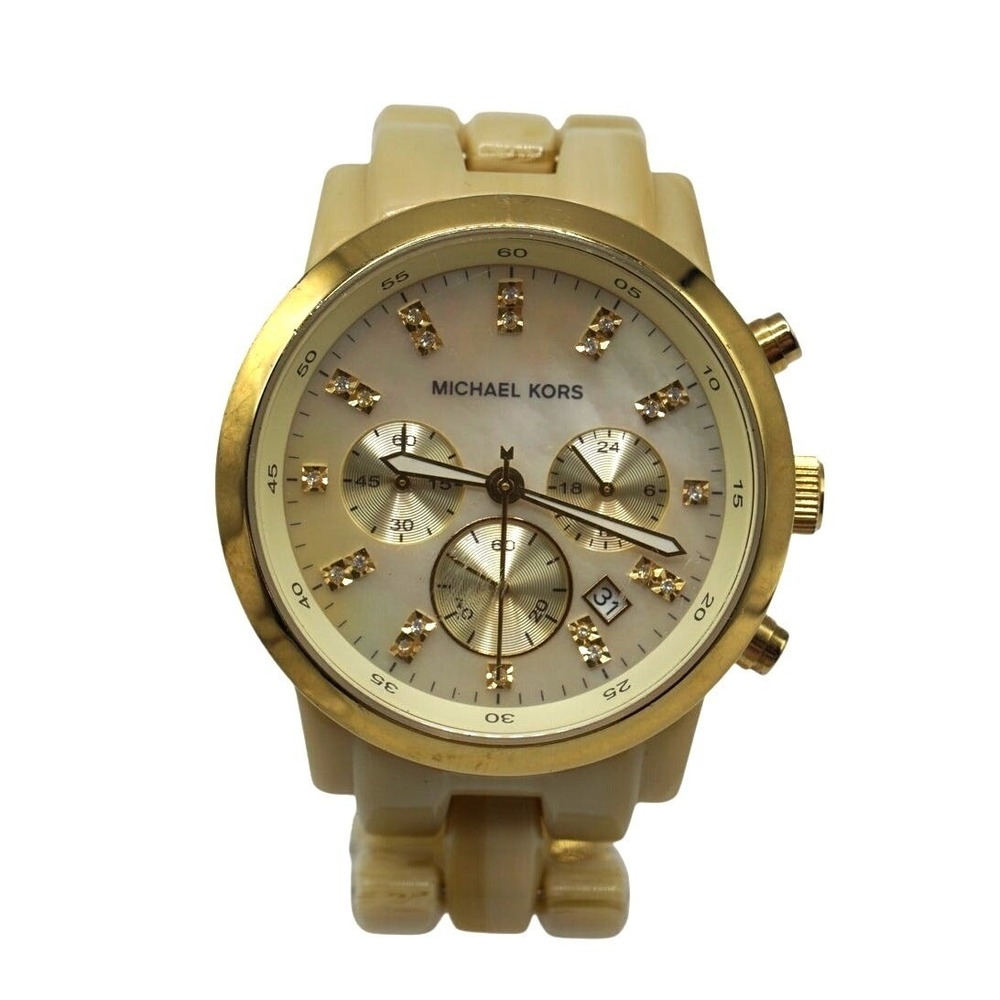 Michael Kors Ritz MK-5217 Horn Band Mother of Pearl Chronograph Watch